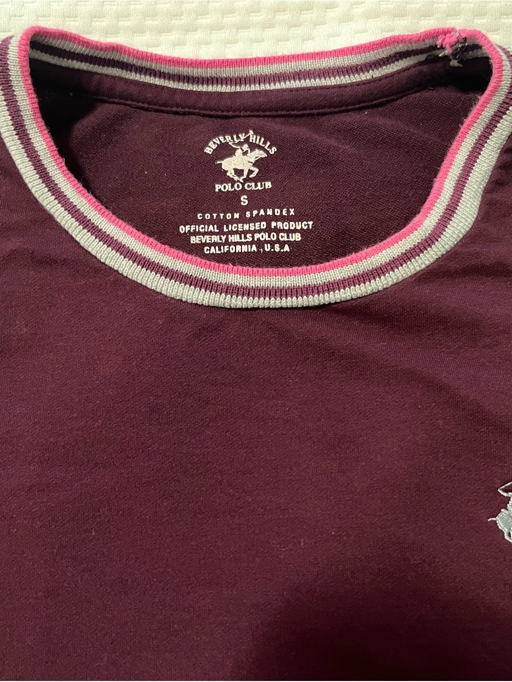 Beverly Hills Polo Club Maroon Dress with Pink & Gray Trim